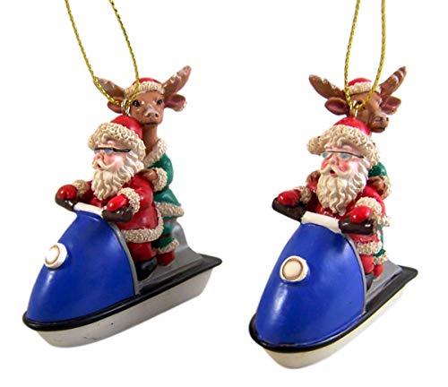 Chesapeake Bay Santa and Reindeer Riding Jet Ski Ornament Set
