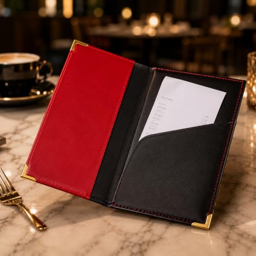Image of Luxury PU Leather Bill Folder - Restaurant Bill Book Holder & Check Presenter | Professional Billing Menu Folder for Hotels, Cafes, Bars & Retail counters