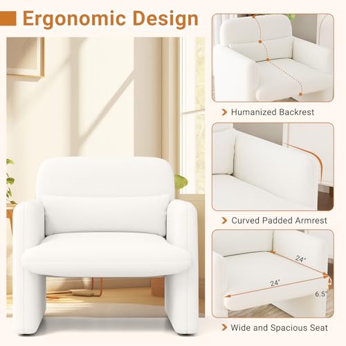 Sillón Chenille Blanco Plegable miniatura 4