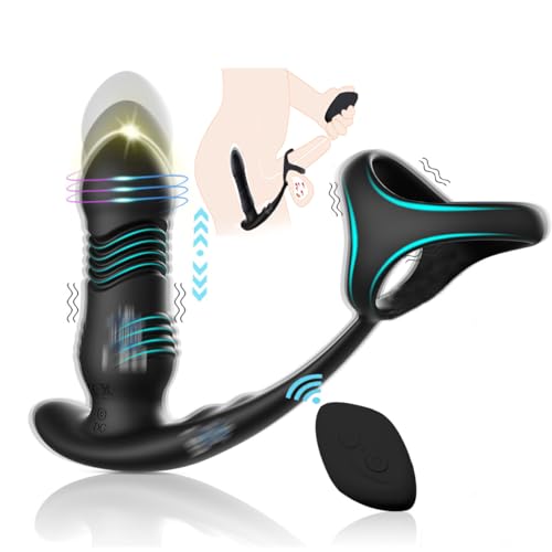 Vibromasseur anal pour homme - Avec 10 vibrations - Pour homme - Fonction de choc - Stimulation de la prostate - Vibration de la prostate - Avec anneau pénien