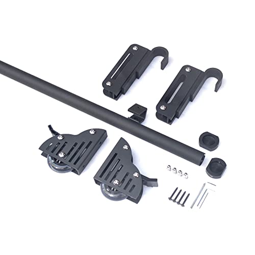 Rolling Library Ladder Hardware Kit, Satin Black Finish Rolling Ladder Hardware Kit(No Ladder) W/ Caster, Metal Step Rods W/ Cap Nuts, Sliding Hook Assemblies(Limited To Ladder Thickness 2.5Cm) ( Size #TOP22