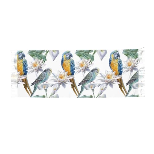 EOQIFJM Realistic Looking Birds On Branches Budgie And Macaw Tropical Wildlife Winter Scarf - Extra Long 71 Inch Cashmere Soft Fringe Scarf, Lightweight And Warm, Suitable For All Seasons