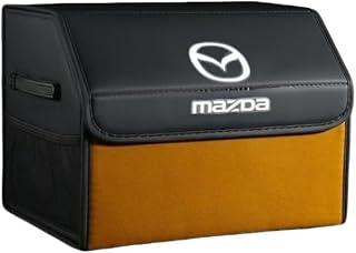 Car Storage Organizer for Mazda MX-5/Miata 2004 2005 2006 2007 2008 2009 2010 Cars, Leather Material, Collapsible Design, Magnetic Lid, Multi Compartment Trunk Box, Sturdy Base Panel,Yellow
