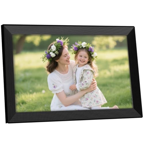Porta-retratos Digital WiFi de 10,1 Polegadas, Moldura Preta, Tela HD IPS, 32GB, Alimentação por Tomada, Rotação Automática – Compartilhe Momentos Instantaneamente para Casa e Presente