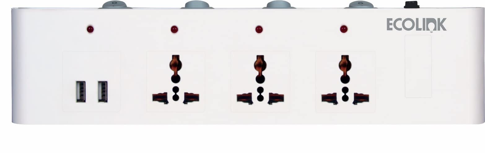 EcoLink Guardian Impetus Spike Guard 3 Socket 6A + 2 USB || Pack of 1-image-18