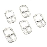 Pro Bamboo Kitchen 5pcs Halter Buckle 5/8' Silver Oval Center Bar Belt Buckles Single Prong Strap Buckles Tri-Glide Slide Buckles