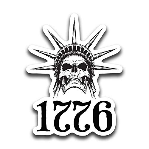 JMM Industries 1776 Statue of Liberty Skull 2nd Amendment Vinyl Decal Sticker 2-Pack 5.5-Inches Vinyl Sticker UV Protective Laminate PDS2040