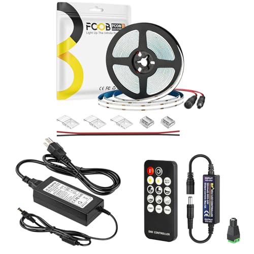 Juego de Tira de LED COB 16.4FT con Controlador y Fuente 12V miniatura 1