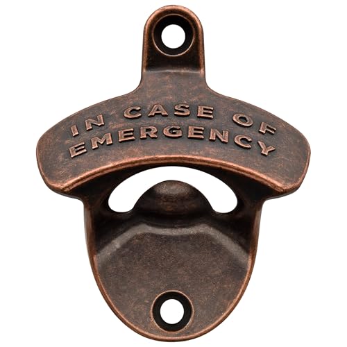 Luwanburg Antique Wall Mount Beer Soda Bottle Top Opener Rustproof IN CASE OF EMERGENCY Rustic Screw in Wooden Cooler Carrier Shelf (Pack of 1)