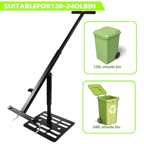 Bin Compactor Trash Compression Dustbin Squasher Hand Tool 240L Heavy-Duty Wheelie Bin Crusher with Lever Adjustable Height for Home Garden Restaurant Community Sanitation - Image 6
