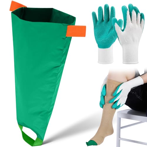 Vicenpal 2 Pcs Easy Slide Compression Sock Aid Device for Putting on Socks Stocking Helper Tool Compression Donning Gloves Assist for Seniors Elderly Women