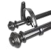 Decopolitan Urn Telescoping Double Drapery Rod Set, 36-72", Bronze
