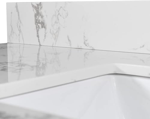 Miniatura 5 de Top de tocador de mármol de 43 pulgadas con fregadero parte superior de fregadero de piedra diseñada con fregadero de cerámica empotrado y