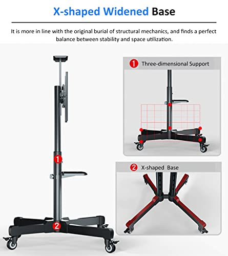 Soporte móvil para TV con ruedas y base estable X para pantallas 32" a 55" miniatura 2