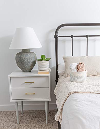 Organihaus Blue Basket For Toys | Cotton Rope Baskets For Storage | White Basket For Shelves | Round Towel Baskets | Cute Storage Bins | Boho Storage Bins | Set Of 3 Small Woven Baskets For Storage #TOP3