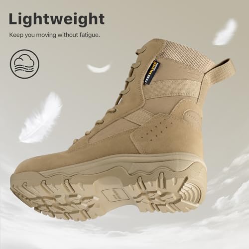 Image of FREE SOLDIER Women's Tactical Boots 8 Inches Lightweight Combat Boot Durable Military Work Outdoors Boots Desert Boot for Women
