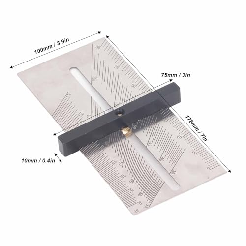 Saluaqui Medidor de Chanfro Ajustável Medidor de Configuração de Chanfro para Marcenaria Em Aço Inox