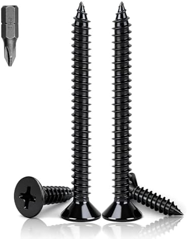 PDKKFF 150 Stück M3x40mm Holzschrauben Schwarz, Kleine Schrauben Kreuzkopf | Flachkopf Selbstschneidende Schrauben, Senkkopfschrauben mit PH-Antrieb Bit, Schnellbauschrauben für Ho
