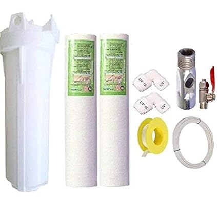 KRPLUS RO Service Kit Pre-filter Housing Bowl + 2 Pcs. Spun Filter + SS Inlet Ball Valve 1/4