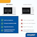 Exquisit Mikrowelle 20L, 1000 Watt Grill, 700 Watt, 25,5cm Drehteller, 5 Leistungsstufen, Timer, Auftaufunktion, 2 Drehregler, MW 802 G weiss – Bild 4