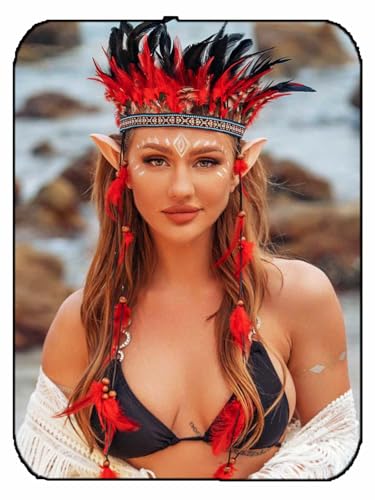 GORTIN Indian Feather Headband Native American Headdress Bohemian Festival Costume Headpiece Hair Accessory for Women
