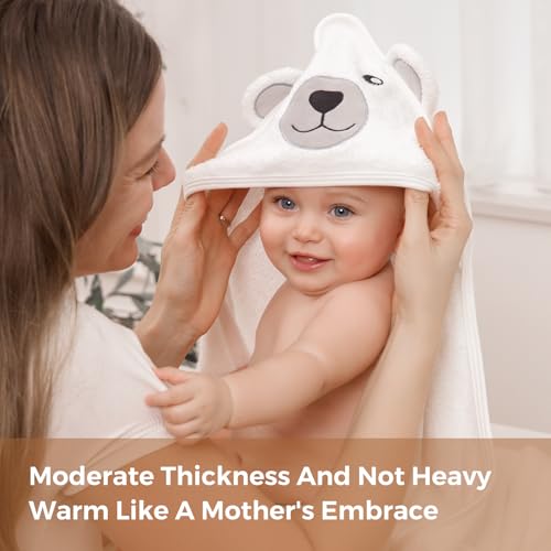 Miniatura 5 de Momcozy Bambú Juego De Toallas De Baño Para Bebé, Toalla Bebe Capucha 1 Pieza, Toalla Bebe 3 Piezas, Guante De Baño Para Bebé 1 Pieza, Suave, Transpirable, Adecuado Para Niñas Y Niños