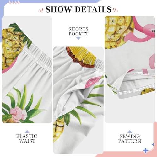 Flamingo Pineapple Boys Long Pants Soft Trousers Elastic Waist Kids Lounge Bottoms with Pockets S-XL4