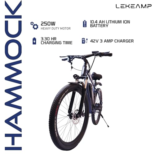 Image of Hammock Electric Bike | 26 inch Tyres x 2.10 inch Width | 25 km /h Speed | 250W Motor | Disc Brakes | 5-Level Pedal Assist | 10.4Ah NMC Detachable Battery | Spring Front Suspension | Oxford Blue