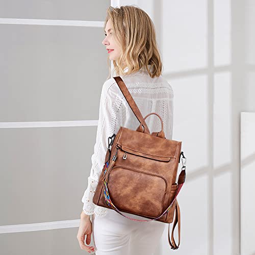 Shrrie Backpack Purse For Women Pu Leather Anti-Theft Travel Backpack Purse Fashion Ladies Shoulder Bag With Tassel, Brown #TOP4