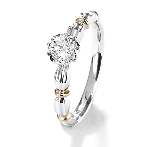 TIANRAO Anillos de Compromiso de Diamantes de 0.24 Quilates de Oro Blanco de 18 Quilates Promesa para Mujer Anillo de Matrimonio, F-G, VS,N1/2