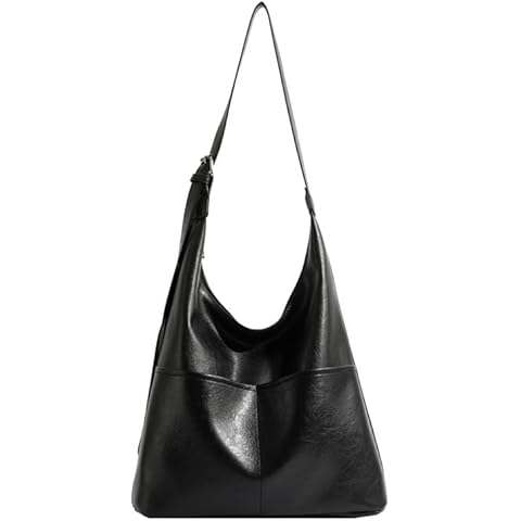 Molodo PU Leather Tote Bag for Women Slouchy Hobo Bag Casual Shoulder Bag Crossbody Bag Retro Soft Tote Handbag Purses Cover