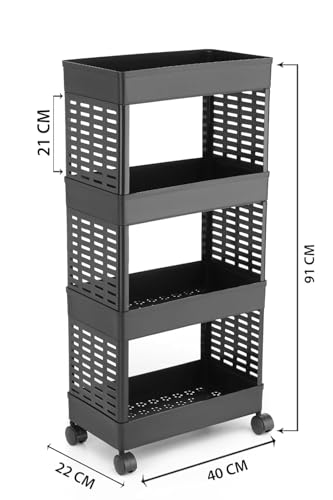 Image of AVZEEGO Plastic Multipurpose 4-Tier Floor Mount Corner Shelf Kitchen Organizer Rack /Storage Shelf /Dish Rack /Storage Rack For Kitchen adults - kids