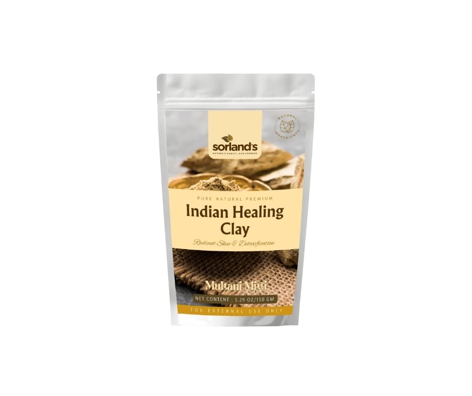 Indian Healing Clay - Pack Of 150 Grams - Clay Mask for Hair, Skin Lightening Dark Spots, Acne Scars - Natural Bentonite Clay/Detoxifying Wyoming Clay