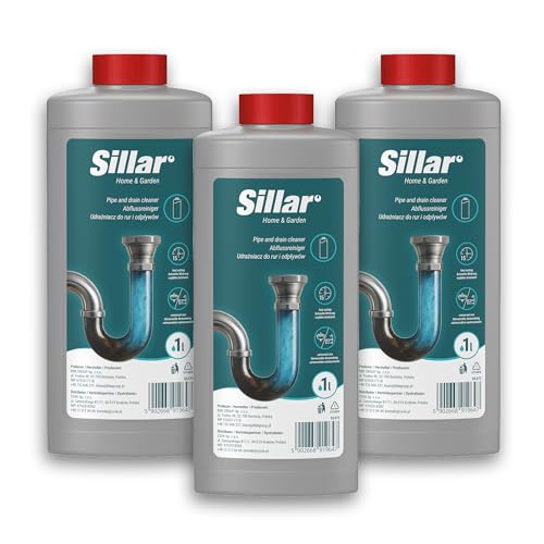 Sillar Desatascador tuberías profesional/pipe cleaner 3x 1000 ml – limpiador líquido potente para cocina y baño; fregadero, ducha, inodoro y desagües; limpia pelo, grasa, espuma, drain