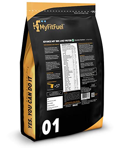 Image of MyFitFuel Advance MFF 100% Whey Protein Powder, with Digestive Enzymes and Multi Vitamins | 2 Kg, 57 Servings (Chocolate Hazelnut)