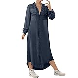 Design : robe chemise pour femme, robe en jean décontractée au look surdimensionné avec boutonnière sur toute la longueur et col de chemise classique pour un style moderne