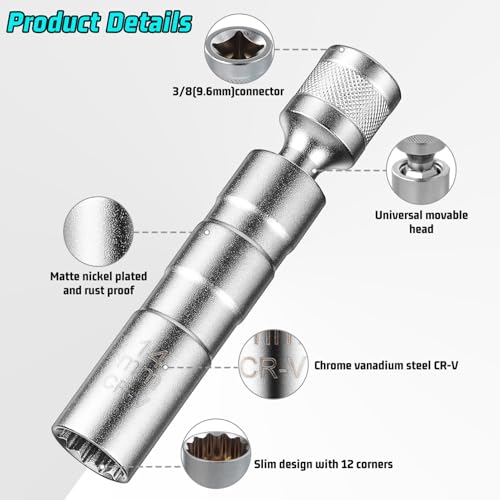 14mm&16mm Swivel Magnetic Spark Plug Socket - Image 4