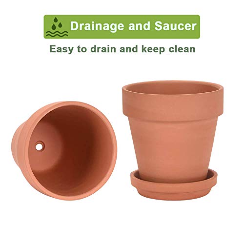 6 Inch Clay Plant Pots with Saucers, 4 Pack - Image 6