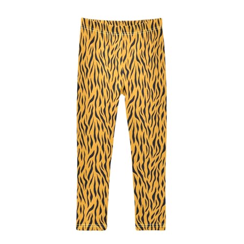 Tiger Skin Pattern Girls Leggings Kids Yoga Pants Athletic Tights Pants 4-10 Years