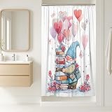 Duschvorhang mit Wichtelmotiv, verspielte Herzen, Luftballons, Valentinstag, pfirsichfarben, wasserdicht, Stoff-Design, Druck, Badevorhänge für Badezimmer, Badewanne, Wohnung, Dekoration, 91,4 x 183,9