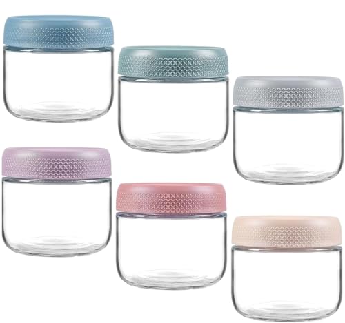 Overnight Oats Containers with Lids, Glass Jars with Airtight Lids, Wide Mouth Mason Jars, Food Storage Containers, Set of 6 (250ml)