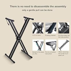 Support de piano pour pianistes amateurs de musique, support pour clavier portable X-Style, support pour organe électrique, double renfort en hauteur réglable - Les Beatles, Paul McCartney, John Lennon, RIngo Starr, George Harrison Support de piano pour pianistes amateurs de musique, support pour clavier portable X-Style, support pour organe électrique, double renfort en hauteur réglable – Image 3