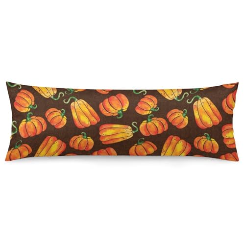 velumair Fall Pumpkins Body Pillow Cover with Zipper 20x54 Inches Soft Bed Decor Retro Thanksgiving Body Pillow Protector Long Pillowcase for Bedroom Decoration