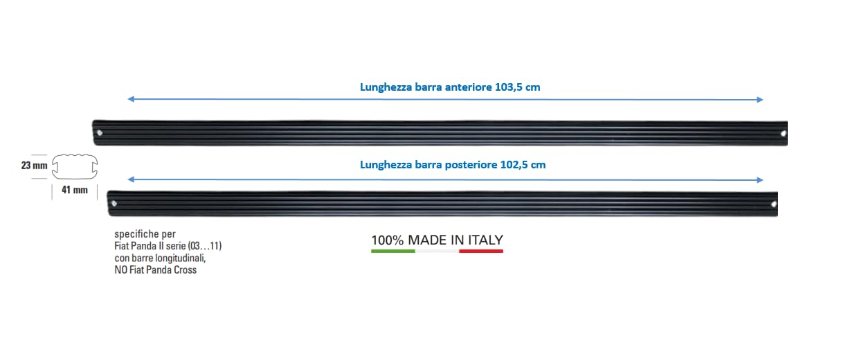 GEV Barre PORTATUTTO Premontate Specifiche Fiat Panda II Serie 2003 2011 Nero Acciaio 8814