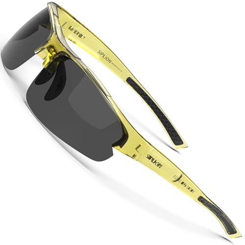 Image of SIPLION Polarized Sunglasses Men Sports: UV400 Protection Anti-Slip Wrap-Around TR90 Frame for Driving Fishing Golf Running
