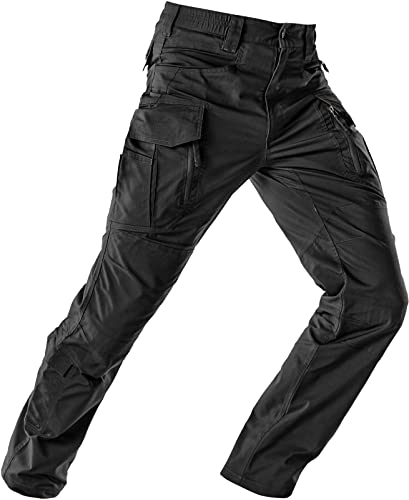 CQR Men's Flex Stretch Tactical Pants, Water Resistant Ripstop Cargo Pants, Lightweight EDC Outdoor...