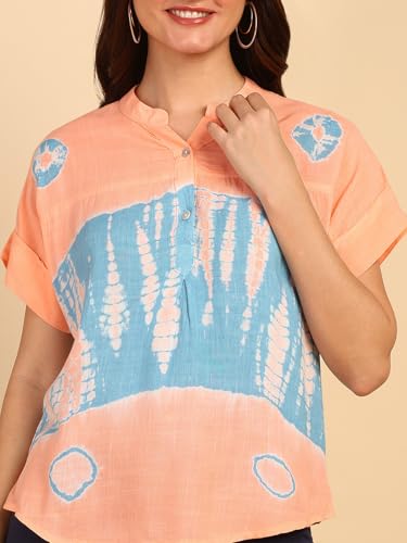 Image of Maaesa Hand Dyed Rayon Top for Women