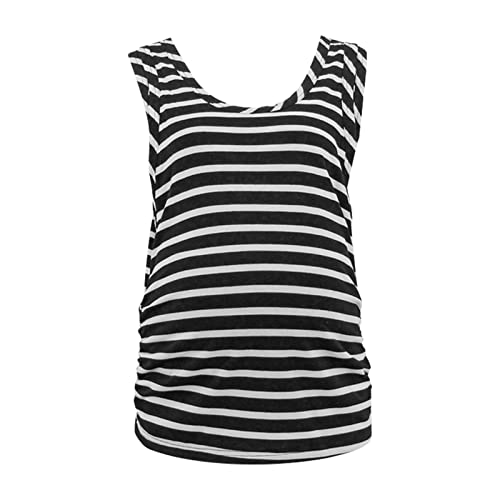 Camisetas de maternidad para gemelos, de verano, casual, a rayas, para lactancia, ropa de maternidad, camiseta de maternidad, camiseta informal de manga corta, cuello básico, camiseta de lactancia