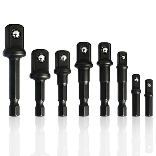 Image of 8-Piece Impact Sockets Adapter Sets, Hex Shank 1 /4 inch 3 /8 inch 1 /2 inch