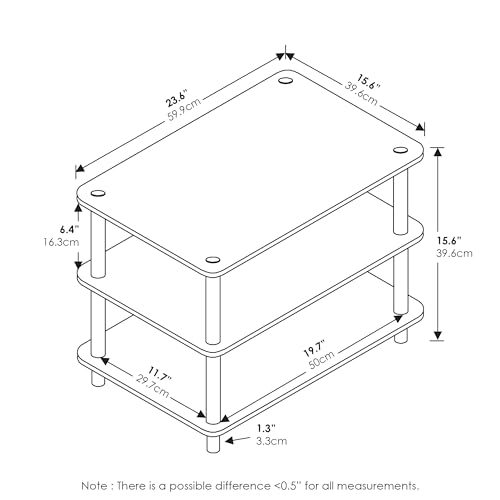 Image of Furinno JUST 3-Tier Modern Coffee Table with Open Shelf, Toolless Assembly Side Table, for Living Room, Bedroom, Home Office, White